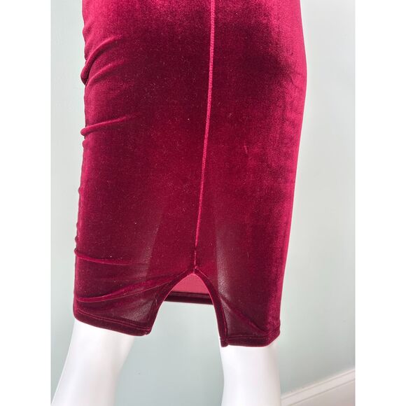 Windsor Burgundy Red Wine Velvet Mini Bodycon Cutout Corset Dress Size Small - Picture 6 of 9